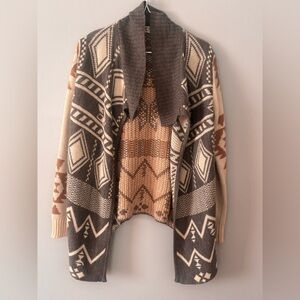 Pink Rose Western Print Cardigan Sweater Small